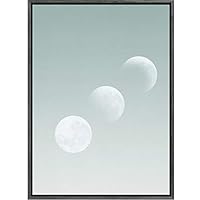 SIGNWIN Framed Canvas Wall Art Pastel Green Sky with Full Moon Nature Clouds Photography Modern Art Contemporary Relax/Calm for Living Room, Bedroom, Office - 16
