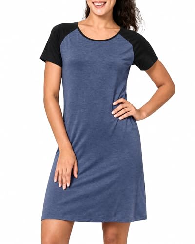 BAMBOO COOL Womens Nightgown Soft Sleepwear Short Sleeve Pajamas Lounge Sleep Dress Comfy Nightshirt...