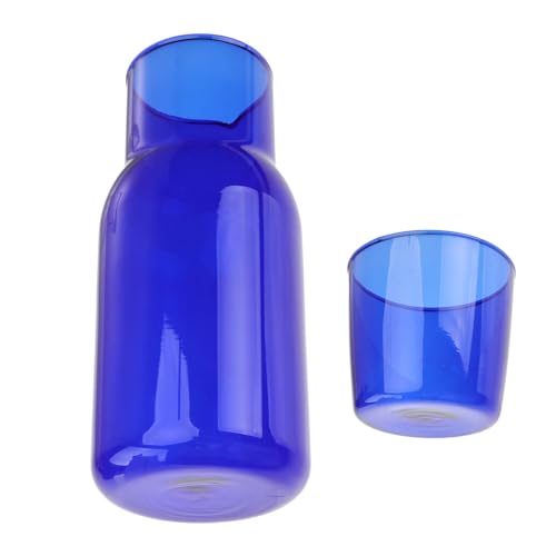 Uso versatile: adatta per servire una varietà di bevande fredde come acqua, tè e succhi di frutta, ideale sia per l'uso quotidiano che per le occasioni speciali, caraffa con tazze, caraffa blu