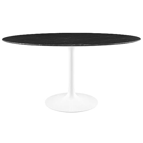 Image of Modway Lippa Dining Table, 60 inch, White Black