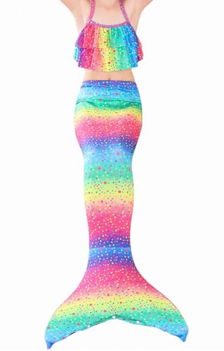 5Pcs Girls Swimsuit Mermaid Tails for Swimming Princess Bikini Bathing Suit Set Can Add Monofin 4T 6T 8T 10T 12T (as1, age, 6_years, rainbow #2)