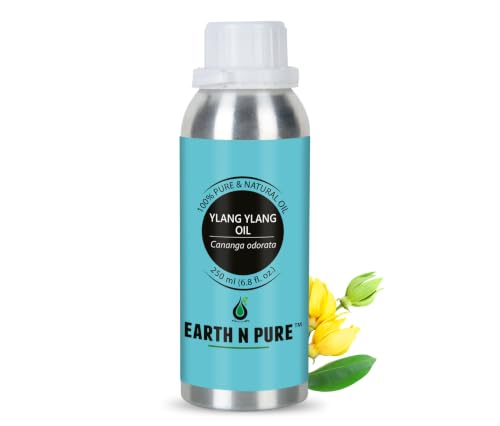 Image of Earth N Pure Ylang Ylang Essential Oil | 100% Pure & Natural | Steam Distilled & Undiluted | For Relaxation, Skin & Hair Care | 250ml