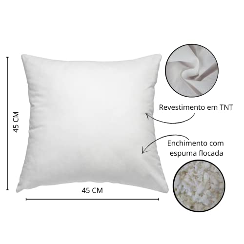 Kit 4 Refil Enchimento para Almofada 45cm x 45cm Espuma em Flocos