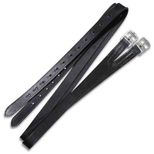 Brama West Steigbügelriemen aus Leder - 125/135/145/155cm - Paar - Bügelriemen - schwarz (135cm)