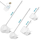 4 StüCk Kescher Aquarium Vielseitig Aquarium Fischnetz Kleines Garnelen Fangnetz Fischernetz Mit Ausziehbarem Edelstahlgriff Einfach Zu Speichern Kescher Fischnetz FüR Fischbecken Kleine Teiche Pools