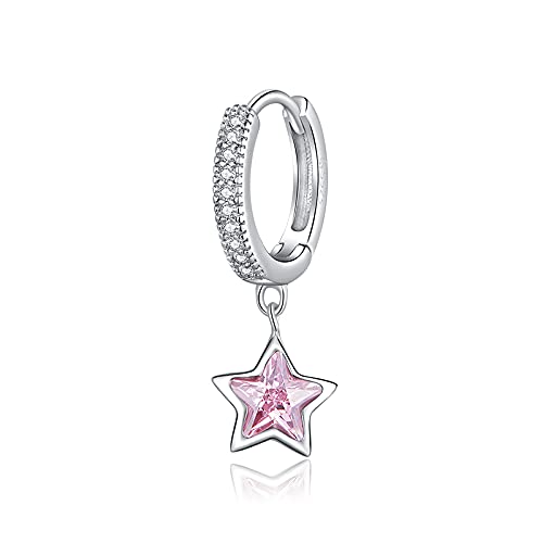 Boucles d'oreilles étoile rose en argent sterling 925 avec clous d'orfèvrerie