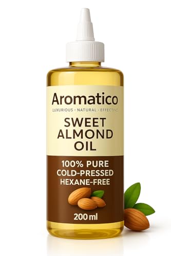 Aromatico Cold Pressed Sweet Almond Oil. Lightweight, Natural Moisturizing Oil for Hair, Skin & Body - 7 fl oz