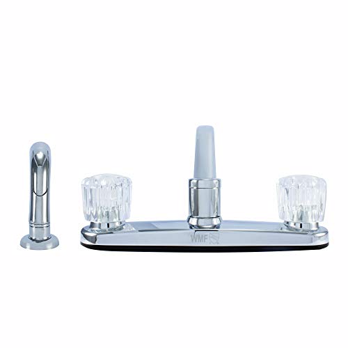 Wmf-8238Zm-Cp - Hybrid Metal Deck Kitchen Sink Faucet Acrylic Double Handle Washerless Cartridge With Side Spray (Chrome Finish) #TOP3