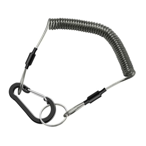 NiuLumea Release Clip with 1.5m Lanyard Fishing Net Pliers Holder, High-Stretch Steel Wire Rope, 49-Strand Reinforced Core, Alloy Clasp, for Fishing Tools