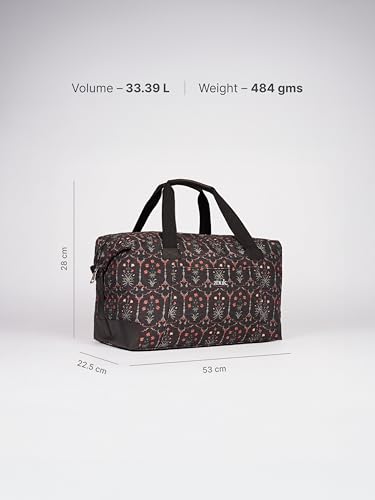 Image of ZOUK Collapsible Duffle Bag for Men and Women | Lightweight Foldable Travel Duffel Bag | Vegan Leather & Handcrafted Fabric | Water-Resistant Lining | 33L Weekend & Short Trip Bag | Taj Guldasta