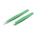 AAProTools Slant & Pointed Tweezers Set With Pouch, 2-Pack, Stainless Steel, Best For High Precision Daily Beauty Routines, Eyebrows, Ingrown Facial & Nose Hair, Splinters & Ticks (Green)