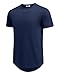COOFANDY Mens Workout Shirts Short Sleeve Cotton T-Shirts Hipster Hip Hop Longline Tee Fitness Muscle Shirt Fall Classic Casual Tops Navy Blue