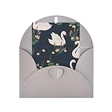 SSGVLPTO Hermosas tarjetas de agradecimiento con estampado de cisnes blancos en el lago (con sobres), tarjetas en blanco, tarjetas de cumpleaños, tarjetas de vacaciones, color gris