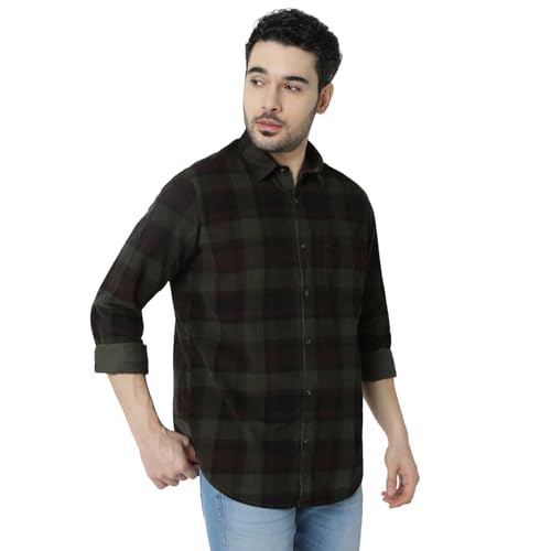 Image of Spykar Men's Slim Fit N /A Full Sleeve Checked Casual Shirts