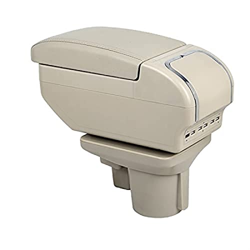 DSMBKS Armrest Box Fit for J-etta Mk5 Fit for Golf Mk5 6 Armrest Box Dual Layer Large Space Central Store Content Box with Cup Holder Ashtray USB Interface