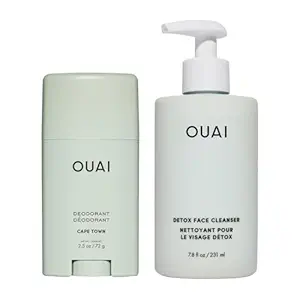 OUAI Cape Town Duo - Aluminum Free Deodorant (2.5 oz) + Detox Facial Cleanser (7.8 fl oz) - Odor Control & Deep Cleansing Post-Workout Body Care Set