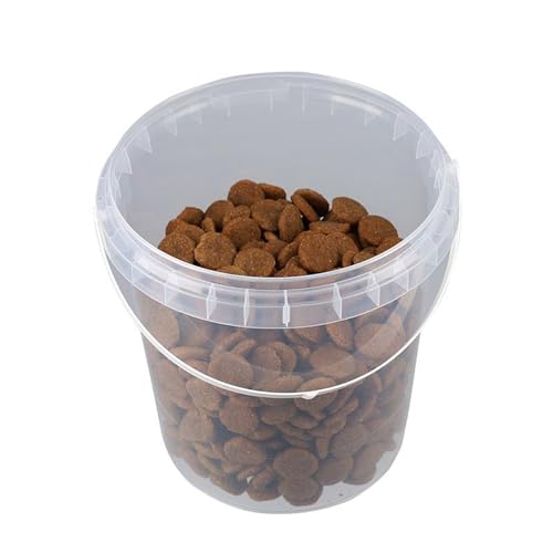 10 Eimer mit Deckel 1l Transparent rund | Kunststoff Eimer | Lebensmittelecht | luftdicht und stabil | Leer Behälter mit Griff und Deckel für Lebensmittel | Chemie | Tierfutter geeignet