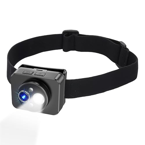Cámara montada en la cabeza con luz - Cámara de video portátil de ángulo ajustable para senderismo, deportes y reparaciones | Grabadora compacta para disparar POV manos libres en un usa
