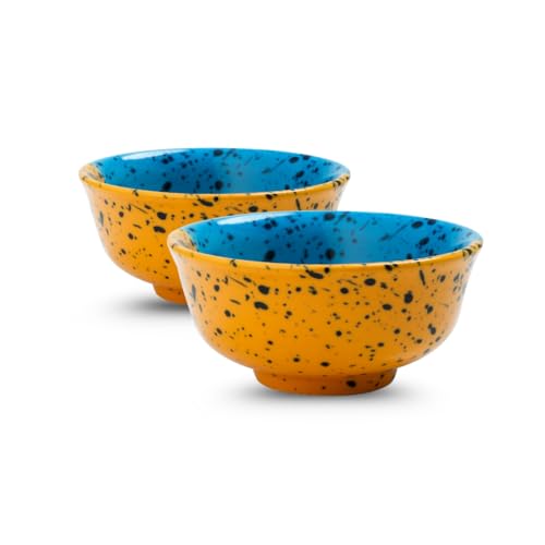 Image of Ceramic Bowl Set | 2-Piece Lightweight Crockery for Daily Use | Multicolor Ramen & Snack Bowls (150ml Each) | Elegant Microwave & Dishwasher Safe | Perfect Christmas & New Year Gift