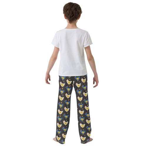 ZZXXB Cock with Flower Boys Long Pants Soft Trousers Elastic Waist Kids Lounge Bottoms with Pockets S-XL3