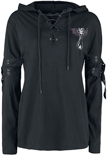 Gothicana by EMP Gothicana X Anne Stokes - Haut Manches Longues Noires avec Laçage & Imprimé Homme T-Shirt Manches Cover
