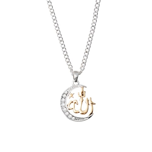 Allah Necklace for Women,Muslim Islamic Necklace Religious Faith Pendant,Arabic Moon Jewelry Gifts for Eid Mubarak Ramadan