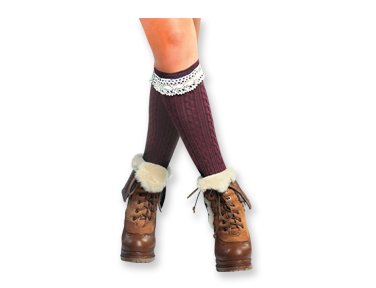 Britt's Knits Boot Socks Checkered with Lace, Gray, One Size2