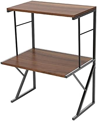 NICEME 2 Tiers Microwave Oven Rack Shelving Unit Kitchen Home Office Storage Shelf Organizer (Pine Color, 2 tiers with drawer)