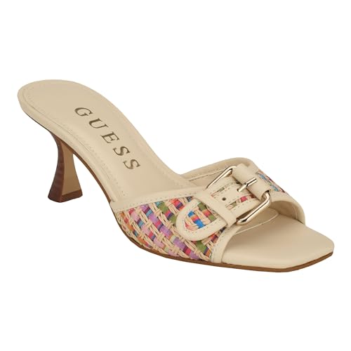 Guess Women's Dista2 Heeled Sandal, Multi Ivory 101, 8.5