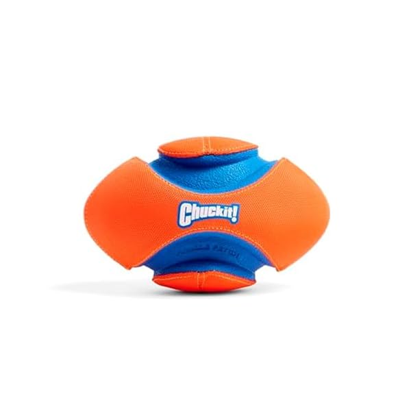  Chuckit-Fumble-Fetch-Dog-Football-Outdoor-and-Indoor-Interactive-Dog-Toy-with-Grooved-Design-for-Easy-Pickup-Made-from-Durable-Rubber-Floats-in-Water-Small-Orange-and-Blue