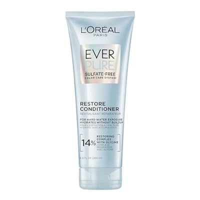 LOreal Paris Restore Sulfate Free Conditioner with Antioxidants, Moisturizing Conditioner for Hard Water Exposure and Styling Build-up, EverPure, 6.8 Fl Oz