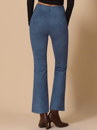 Image of Allegra K Women's Faux Suede Pants Business Casual Wide Legs Bell Bottom Flared Trousers