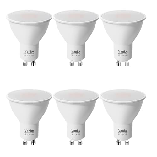 Vanke GU10 LED Bulbs Warm White 2700K, 6W Energy Saving Bulb with 400 Lumen, Halogen Spotlight Bulb 40W Equivalent, 120°Beam Angle, Non-Dimmable, Pack of 6