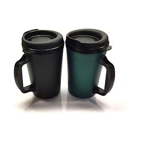 GAMA Electronics 20 oz ThermoServ Foam Insulated Coffee Mug Black/Green Two Pack Cover
