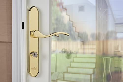 Image of Wright Products - Serenade Mortise Keyed Lever Mount Latch with Deadbolt for Screen and Storm Doors, Polished Brass | Deadbolt, Screen and Storm Doors, Mount Latch