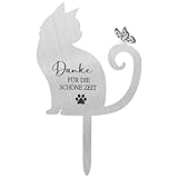 Gedenkstein Katze,Metal Grabplatte mit Gravur Katze Gedenkstein Grabschmuck Wetterfest mit Spruch Danke für die schöne Zeit Gartendeko Gartenstecker GartenDeko Grabdekoration Edelstahl Grabschmuck (B)