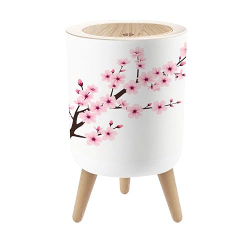 Bote de basura pequeño con tapa flor cerezo 1.8 gal