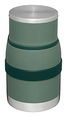 Image of STANLEY Adventure To-Go Food Jar and Spork 24 oz | Vacuum Insulated Food Container | Wide Mouth Screw On Lid | Stainless Steel | BPA-Free | Hammertone Green