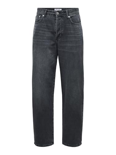 Only & Sons Jean à Coupe Ample ONSFADE Taille Haute Loose Fit Jeans Washed Black 32 34 Washed Black (US) 32 / L34