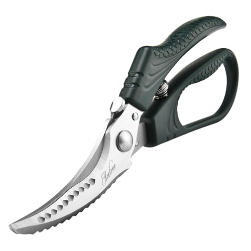 Acelone Poultry Shears - Heavy Duty Kitchen Chicken Shears With Anti-Slip Handle & Safety Lock - Poultry Scissors for Meat Game Chicken Bone Poultry & More - Spring Loaded.