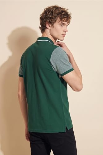 Image of Allen Solly Men's Polo T-Shirt | Polycotton Blend | Color-Block Design | Regular Fit | Smart Casual Wear