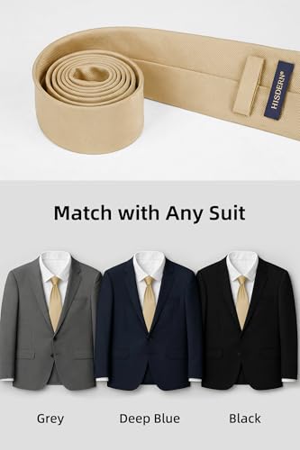 Image of HISDERN Mens Ties Solid Color Ties for Men Formal Necktie with Pocket Square Set Satin Silk Neck Tie Handkerchiefs Set