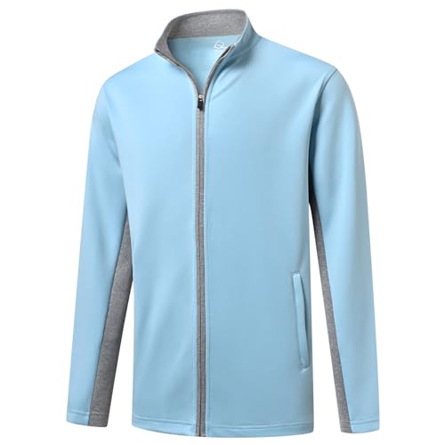 Deolax 1042 Mens Track Jacket Classic Full Zip Up Casual Fit Outerwear Lightweight Soft Long Sleeve Collar Golf Jackets cover