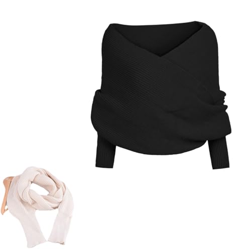 Scarf with Sleeves for Women, Sweater Scarf with Sleeves, Scarf with Sleeves, Knitted Cable Wrap, Multifunctional Scarf with Sleeves