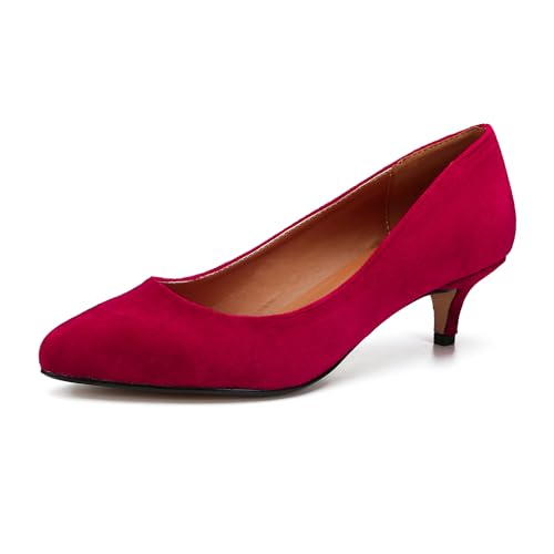 Image of MAIERNISI JESSI Unisex Men's Women's Pointed Toe Kitten Heel Pumps, 2 Inch Low Heel Office Dress Shoes