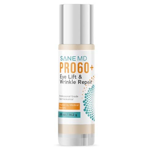 SANE MD PRO60+ Eye Lift & Wrinkle Repair Cream - Anti-Aging Eye Serum for Crow’s Feet, Fine Lines & Dark Circles - Tightening, Lifting & Hydrating Formula - 1 Bottle
