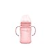 Everyday Baby Healthy + Vaso de vidrio para beber Sippy Cup, 6 meses, Funda de silicona, Incluye boquilla de silicona, Asas para beber, Tapa protectora, 150 ml, Rose Pink (Rosa), 30832 0302 01