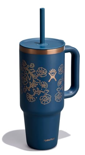 Image of Hydro Flask 40 Oz Travel Tumbler with Handle, Lid and Straw - Insulated Stainless Steel in Western Dark Blue