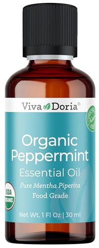 Viva Doria Peppermint Essential Oil, USDA Certified, Organic Peppermint Oil, 100% Pure, Natural Essential Oil, Undiluted, for Aromatherapy | Food Grade, 30 mL (1 Fluid Ounce)