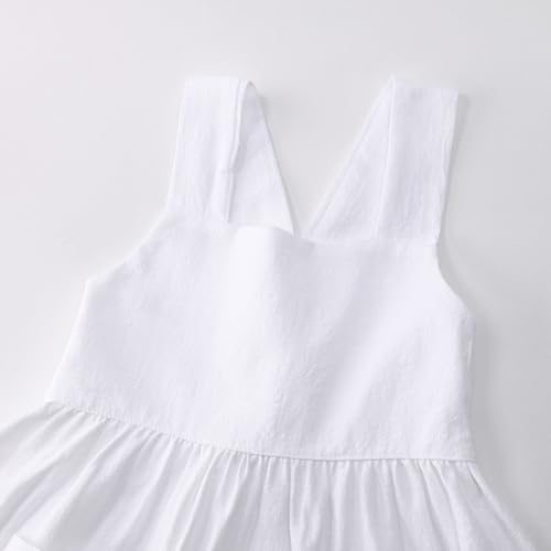 Toddler Cotton Linen Dress Sleeveless Button Down Dresses for Toddler Girl Dress Summer Beach Kids Casual Sundress3